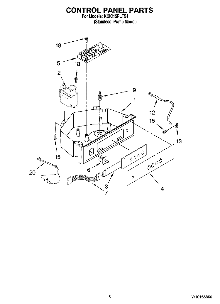 CONTROL PANEL PARTS Diagram and Parts List for KUIC15PLTS1  KitchenAid Ice Maker