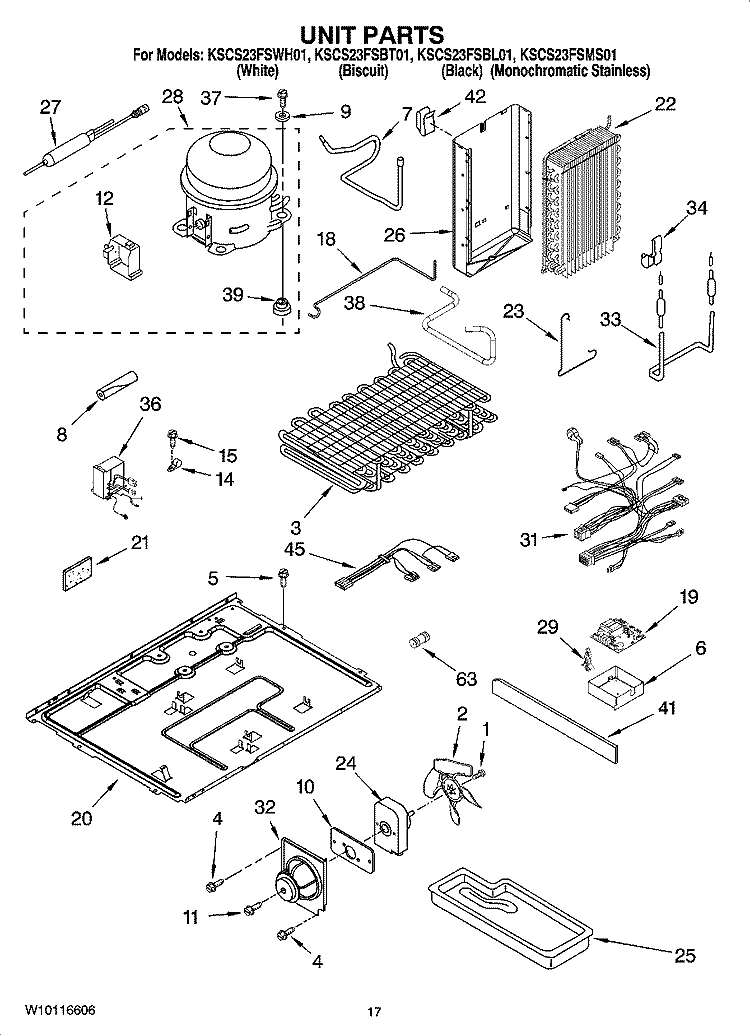 UNIT PARTS Diagram and Parts List for KSCS23FSBT01  KitchenAid Refrigerator