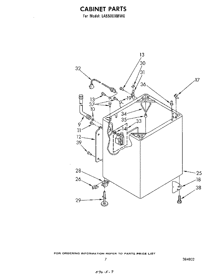 CABINET Diagram and Parts List for LA5500XMW0  Whirlpool Washer