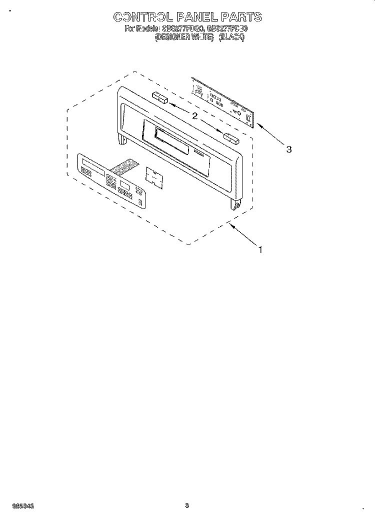 CONTROL PANEL, LITERATURE Diagram and Parts List for GBS277PDQ0  Whirlpool Wall Oven