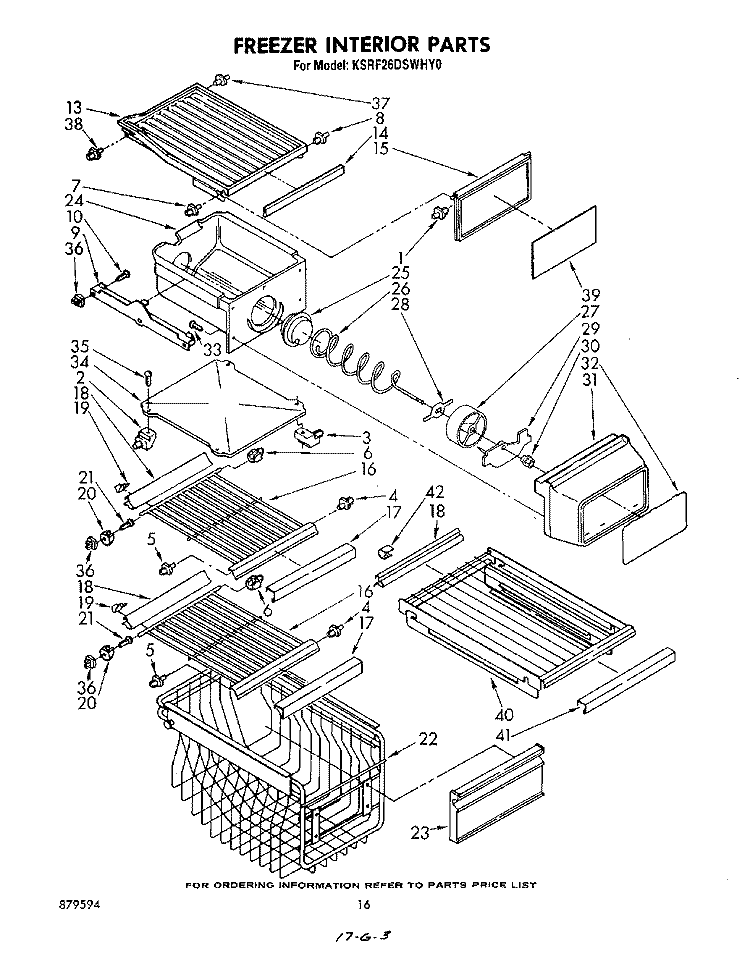 FREEZER INTERIOR Diagram and Parts List for KSRF26DSWHY0  KitchenAid Refrigerator