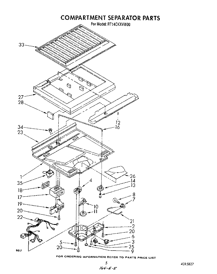 COMPARTMENT SEPARATOR Diagram and Parts List for RT14CKXVW00  Roper Refrigerator