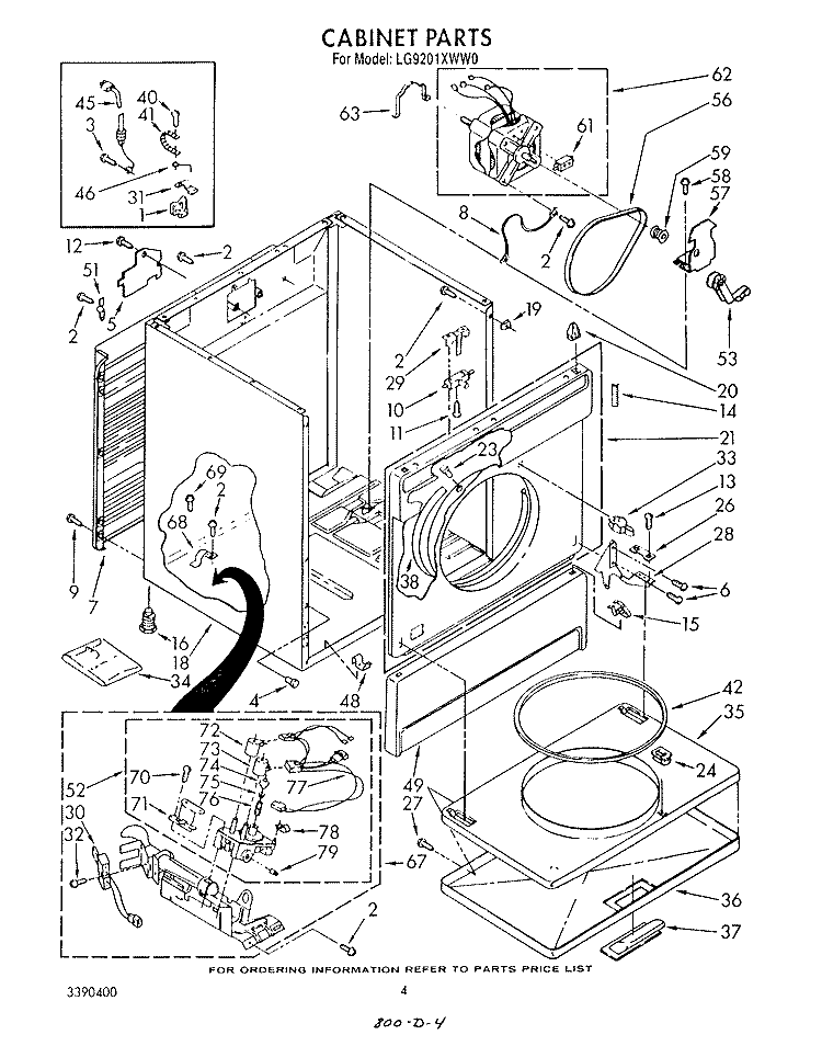 CABINET Diagram and Parts List for LG9201XWW0  Whirlpool Dryer