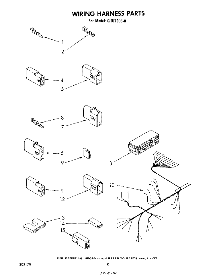 WIRING HARNESS Diagram and Parts List for SHU70050  Whirlpool Dishwasher