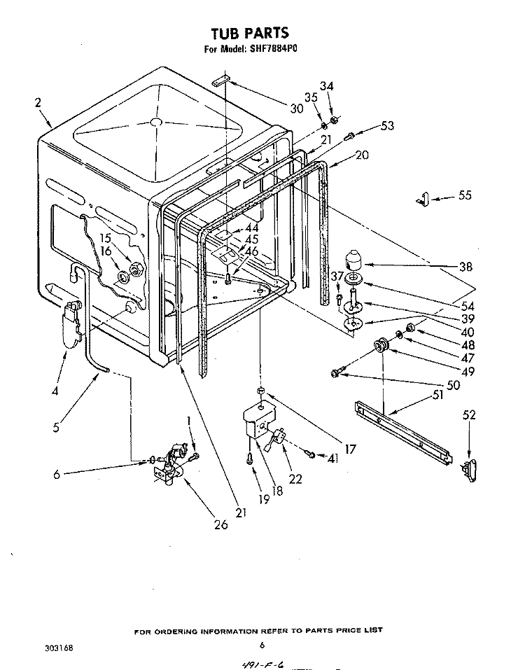 TUB , LITERATURE AND OPTIONAL Diagram and Parts List for SHF7884P0  Whirlpool Dishwasher
