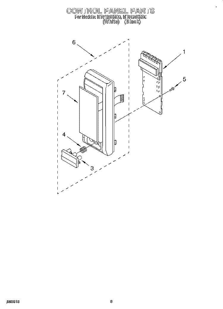 CONTROL PANEL Diagram and Parts List for MT6120XEQ0  Whirlpool Microwave
