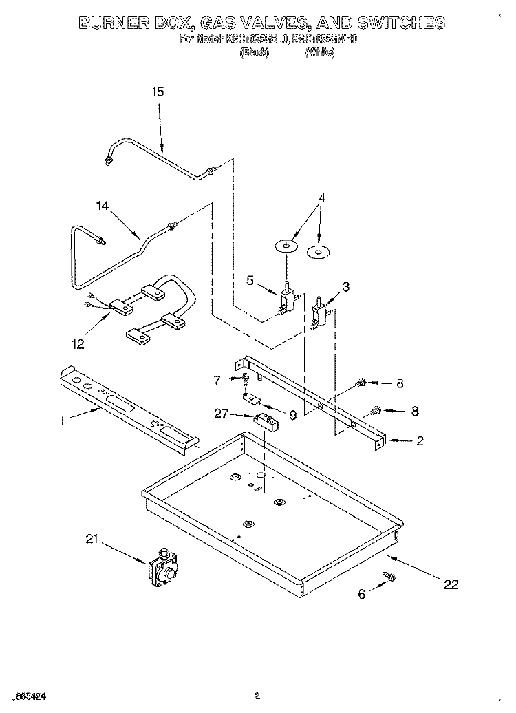 SECTION Diagram and Parts List for KGCT055GBL0  KitchenAid Cooktop