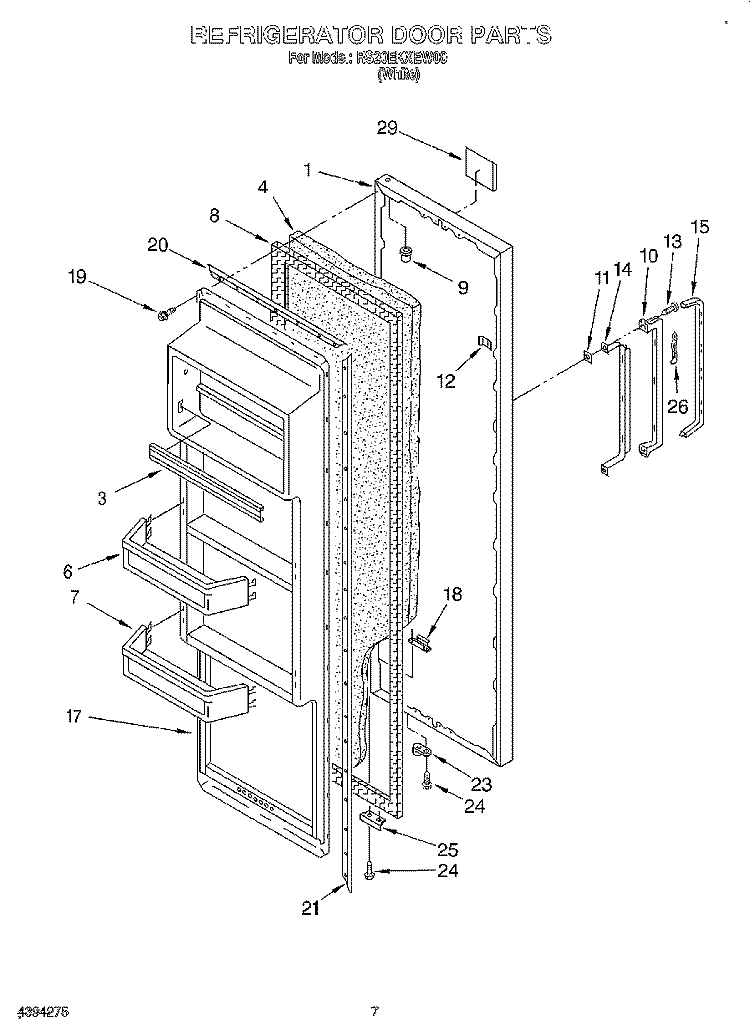 REFRIGERATOR DOOR Diagram and Parts List for RS20EKXEW00  Roper Refrigerator