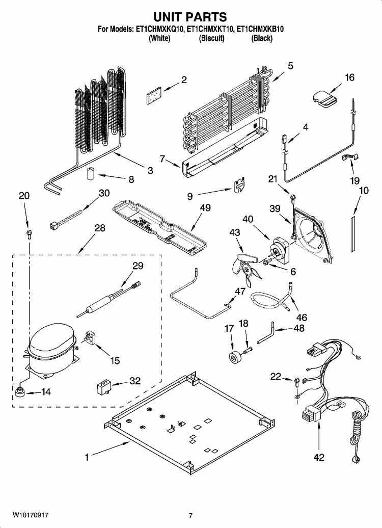 UNIT PARTS Diagram and Parts List for ET1CHMXKB10  Whirlpool Refrigerator