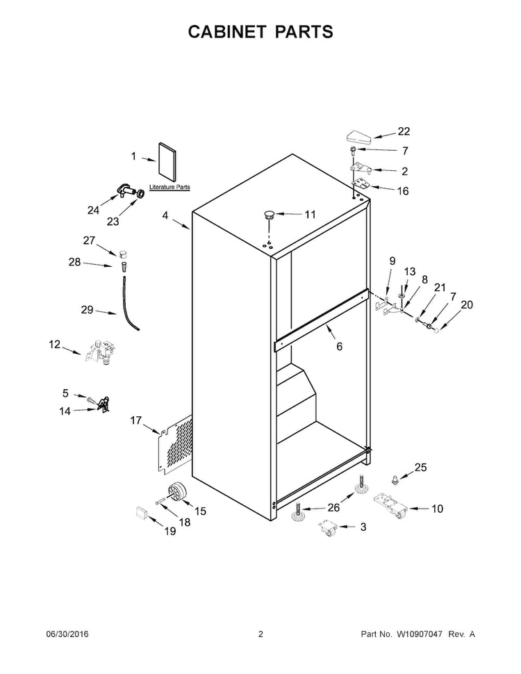 Cabinet Parts Diagram and Parts List for WRT318FMDM02  Whirlpool Refrigerator