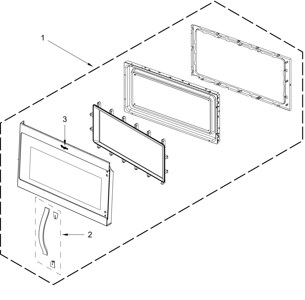 Door Parts Diagram and Parts List for YWMH31017HW11 YWMH31017HB11-YWMH31017HS11 Whirlpool Microwave