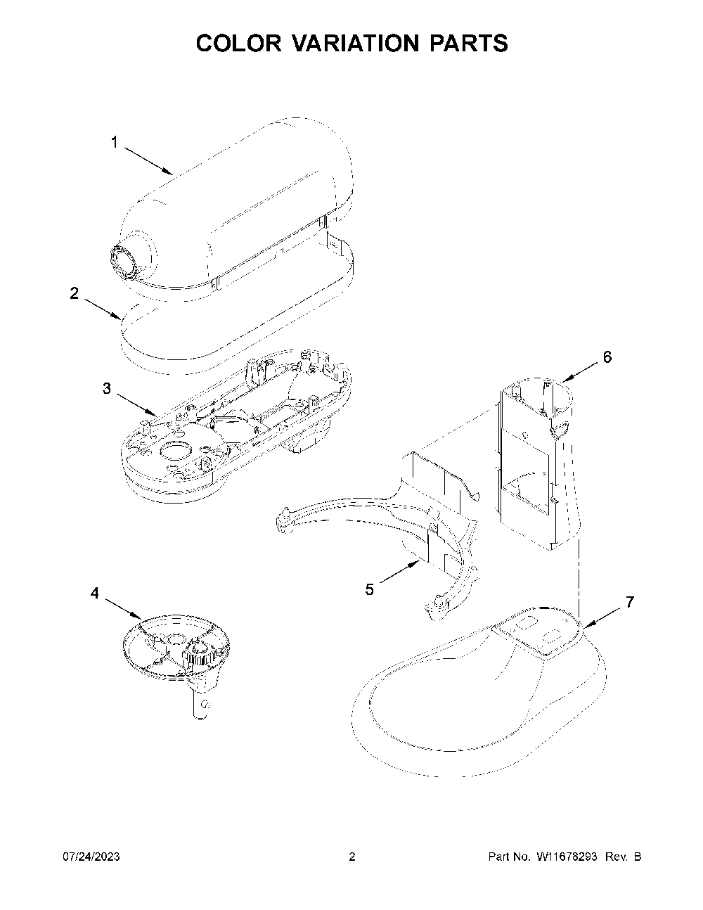 Color Variation Parts Diagram and Parts List for 5KSMC895AER1  KitchenAid Mixer