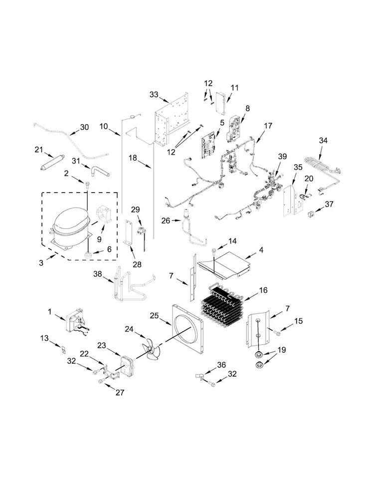 Upper Unit Parts Diagram and Parts List for KBBL206ESS00  KitchenAid Refrigerator