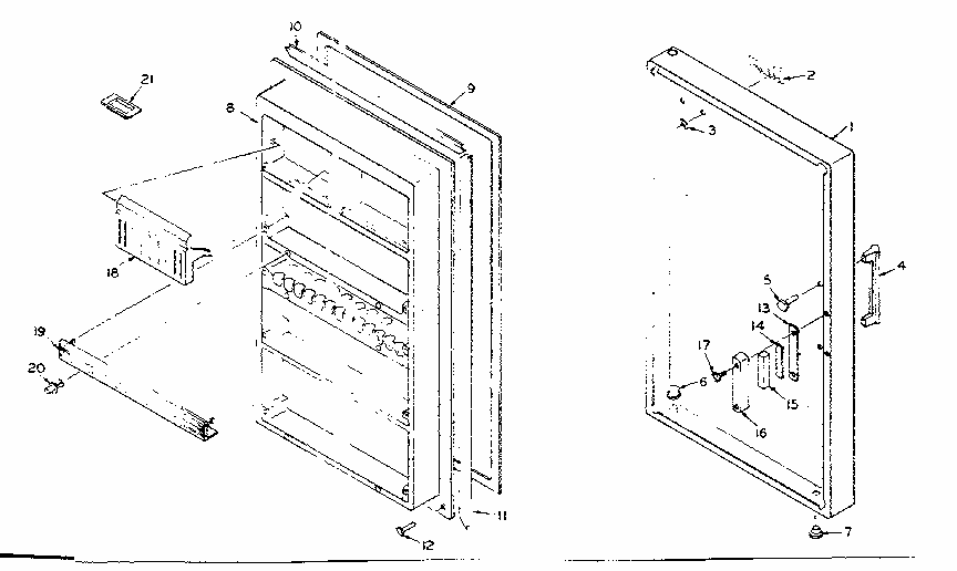Door Parts Diagram and Parts List for 106R10AL1  Kenmore Refrigerator
