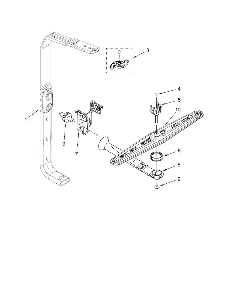 Upper Wash/rinse Diagram and Parts List for KUDC20FVSS0  KitchenAid Dishwasher
