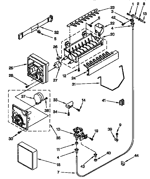 Icemaker Diagram and Parts List for KTRS22QABL01  KitchenAid Refrigerator