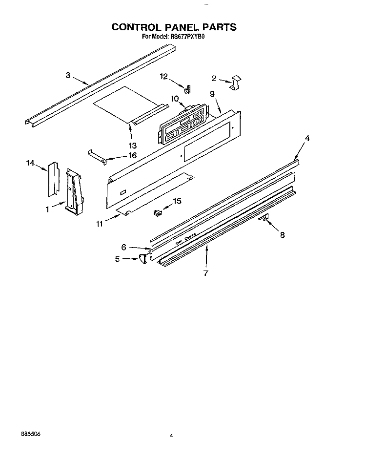 CONTROL PANEL Diagram and Parts List for RS677PXYQ0  Whirlpool Range