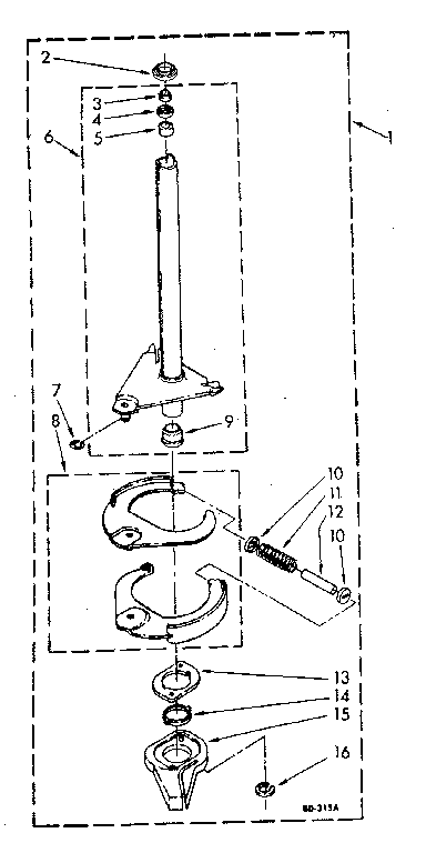 Brake And Drive Tube Diagram and Parts List for LA7800XSN1  Whirlpool Washer