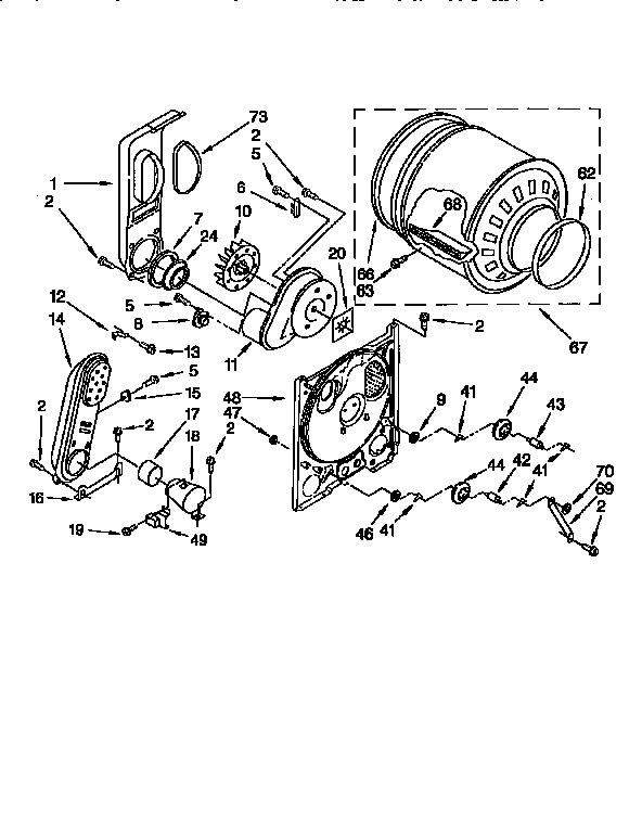 Bulkhead Diagram and Parts List for LCG6646AN2  Whirlpool Dryer