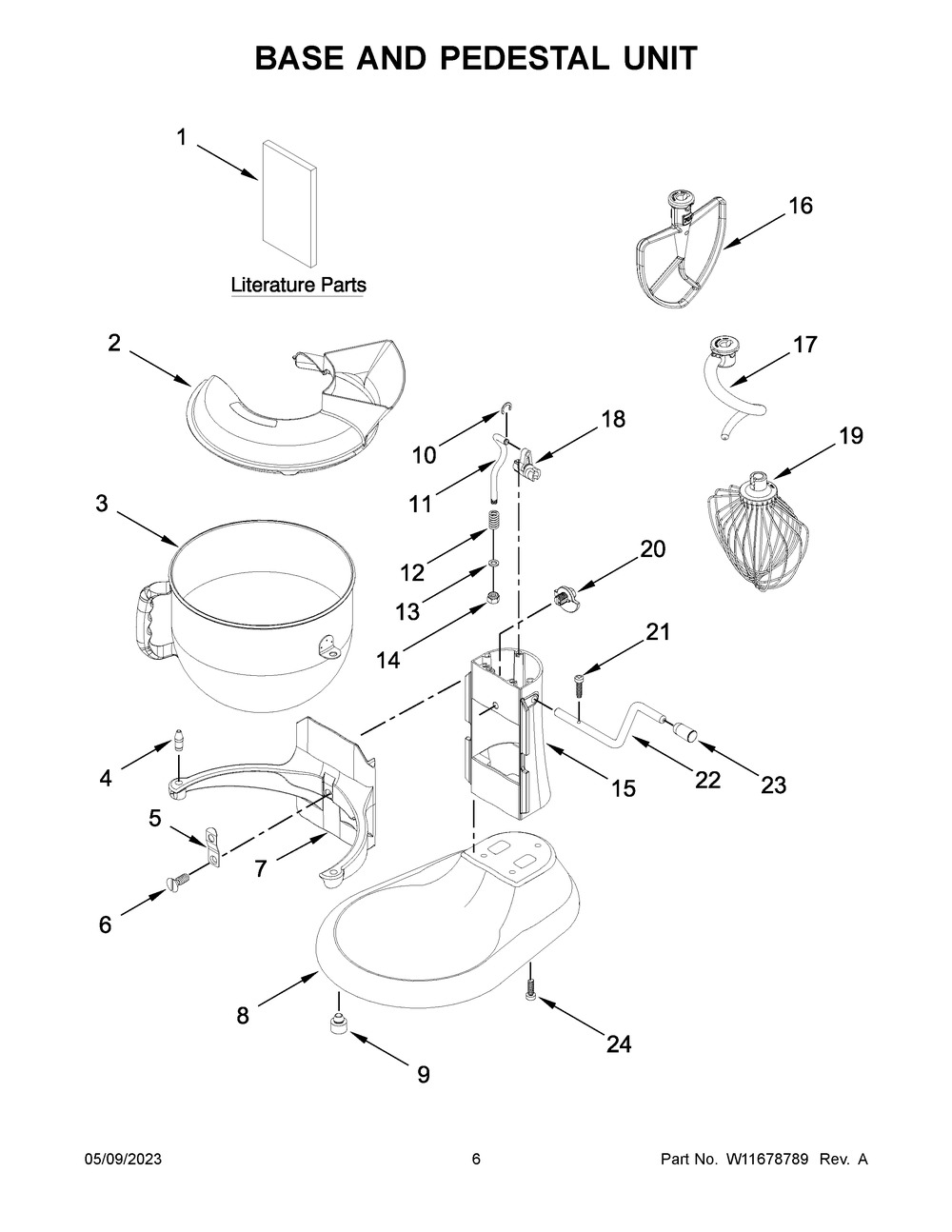 Base And Pedestal Unit Diagram and Parts List for 5KSM60SPXZER0  KitchenAid Mixer