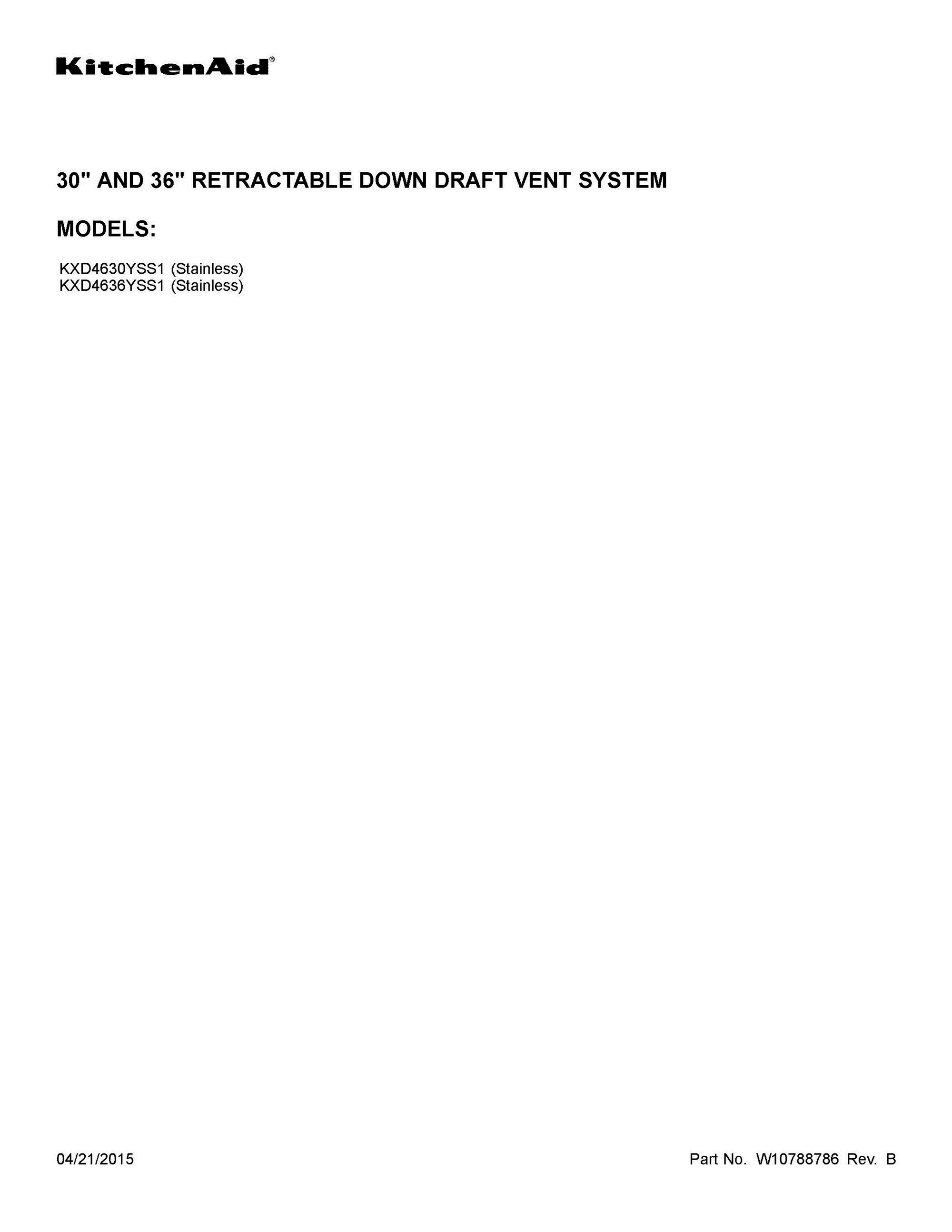 01 - COVER SHEET Diagram and Parts List for KXD4630YSS1  Whirlpool Range Hood