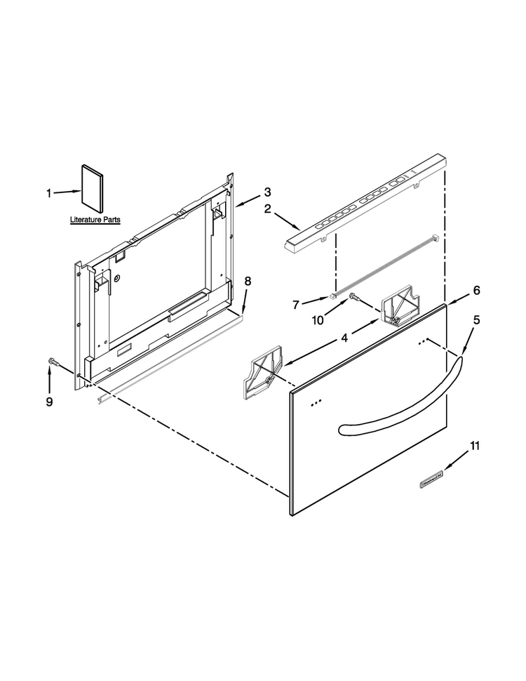 Front Panel Parts Diagram and Parts List for KUDH03DTBL0  KitchenAid Dishwasher