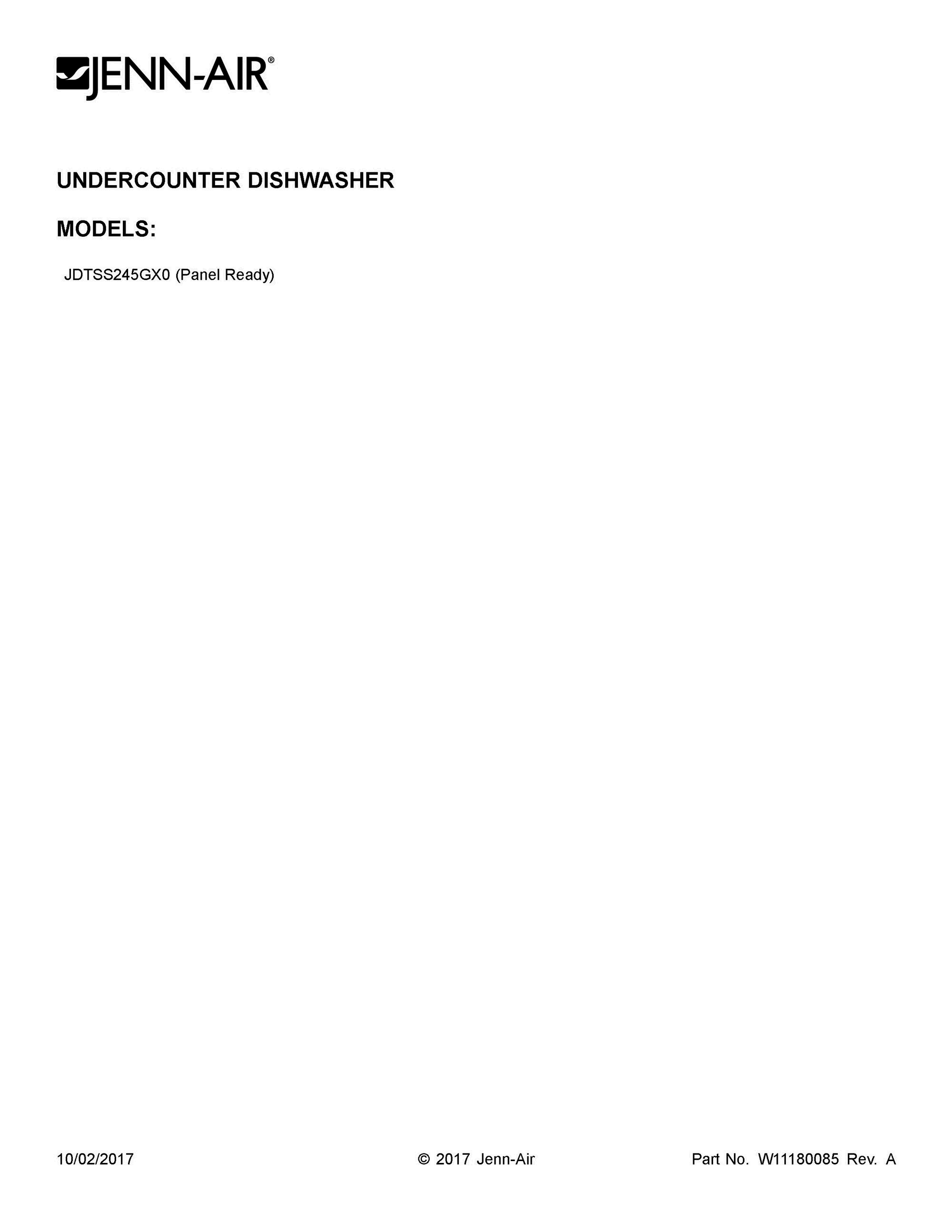 01 - COVER SHEET Diagram and Parts List for JDTSS245GX0  Whirlpool Dishwasher