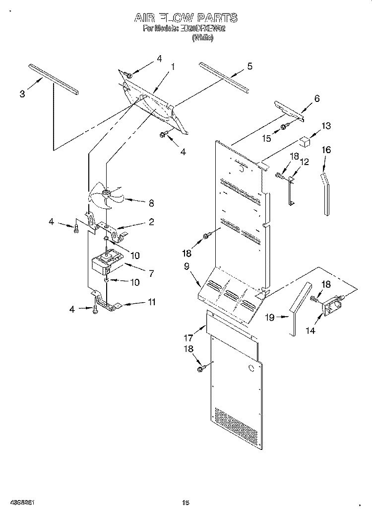 AIR FLOW Diagram and Parts List for ED20DFXEW02  Whirlpool Refrigerator