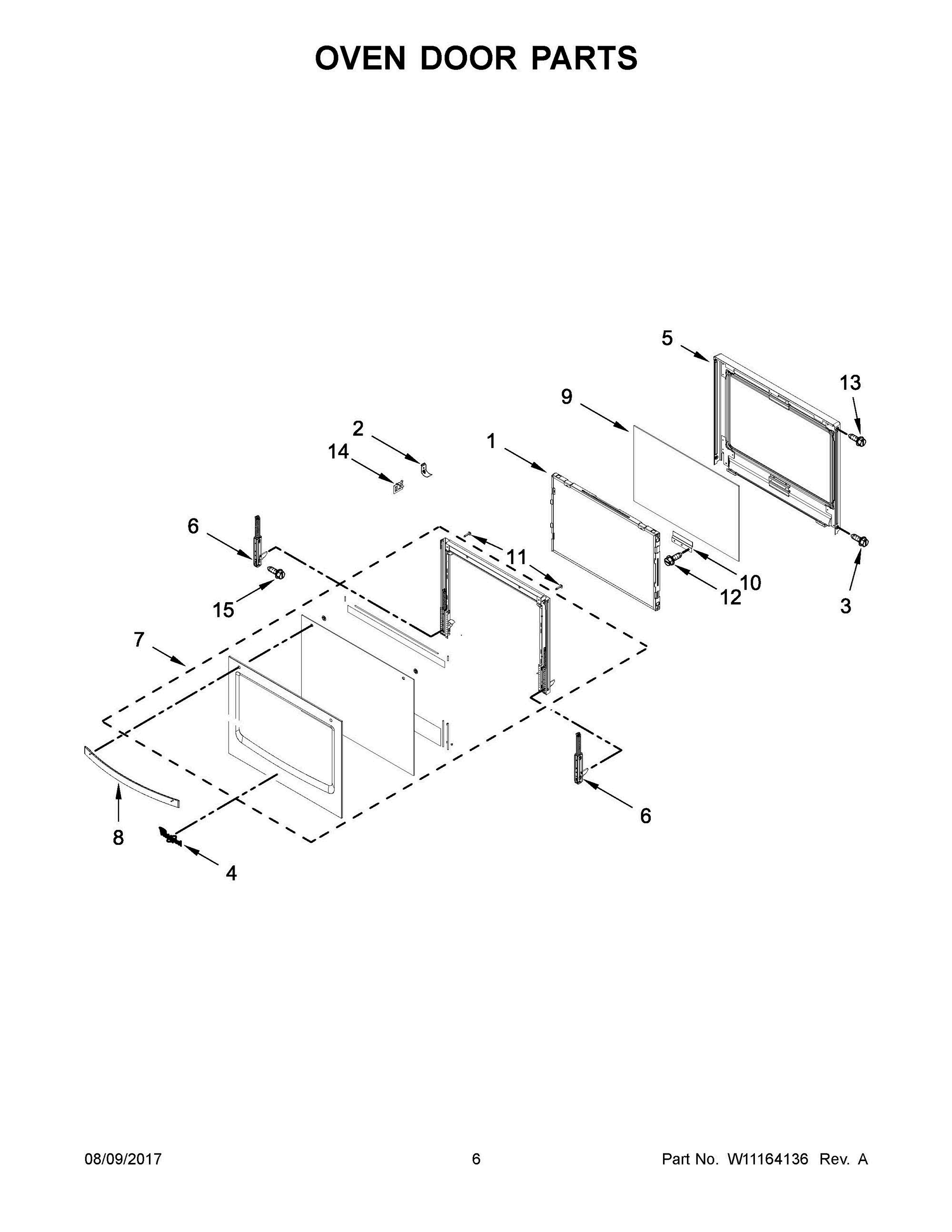 04 - OVEN DOOR PARTS Diagram and Parts List for WOS97EC0HZ00  Whirlpool Wall Oven