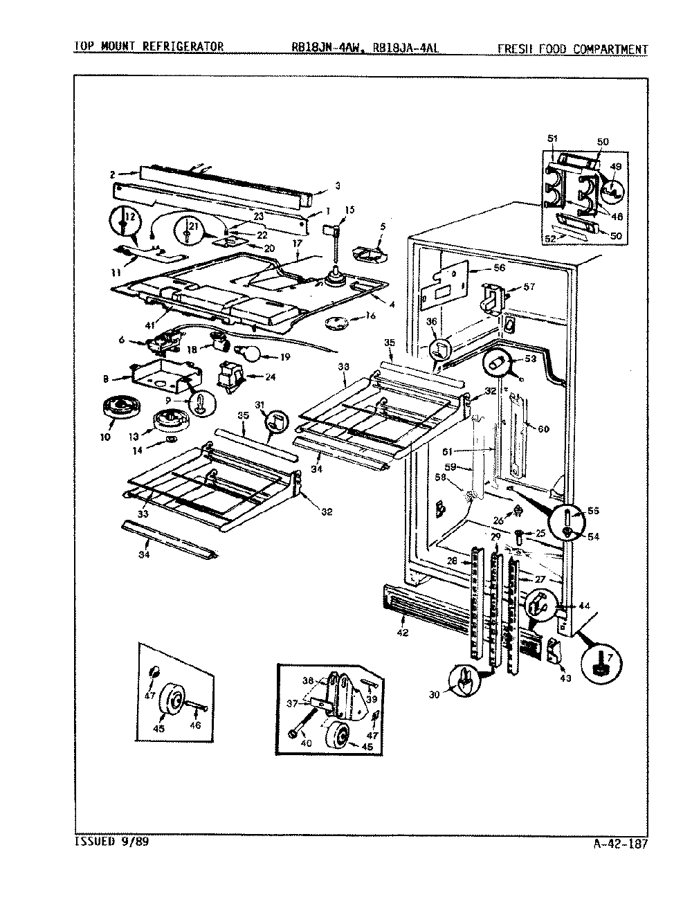 04 - Fresh Food Compartment Diagram and Parts List for RB18JA-4AW  Whirlpool Refrigerator