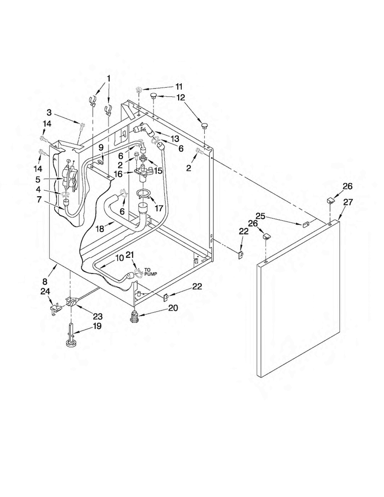 Washer Cabinet Parts Diagram and Parts List for 11088752799  Kenmore Washer Dryer Combo