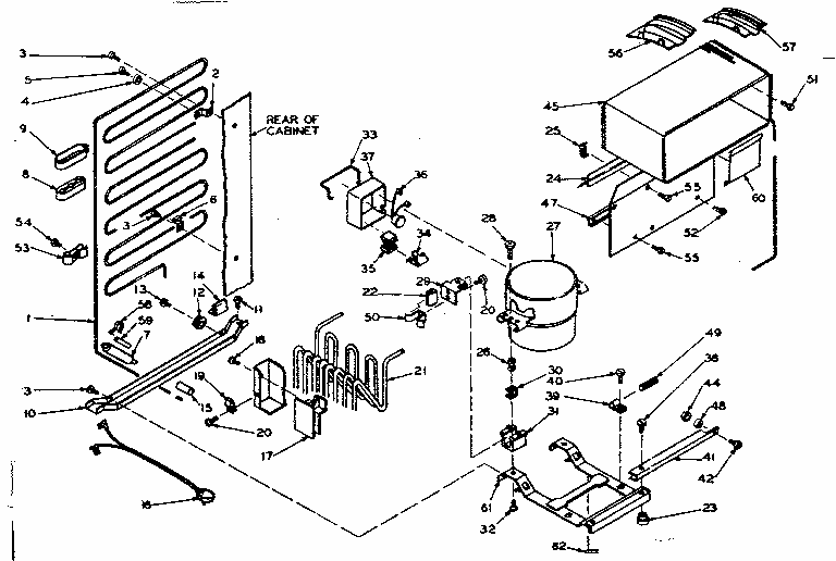 Refrigerator Unit Diagram and Parts List for 106U12D  Kenmore Refrigerator