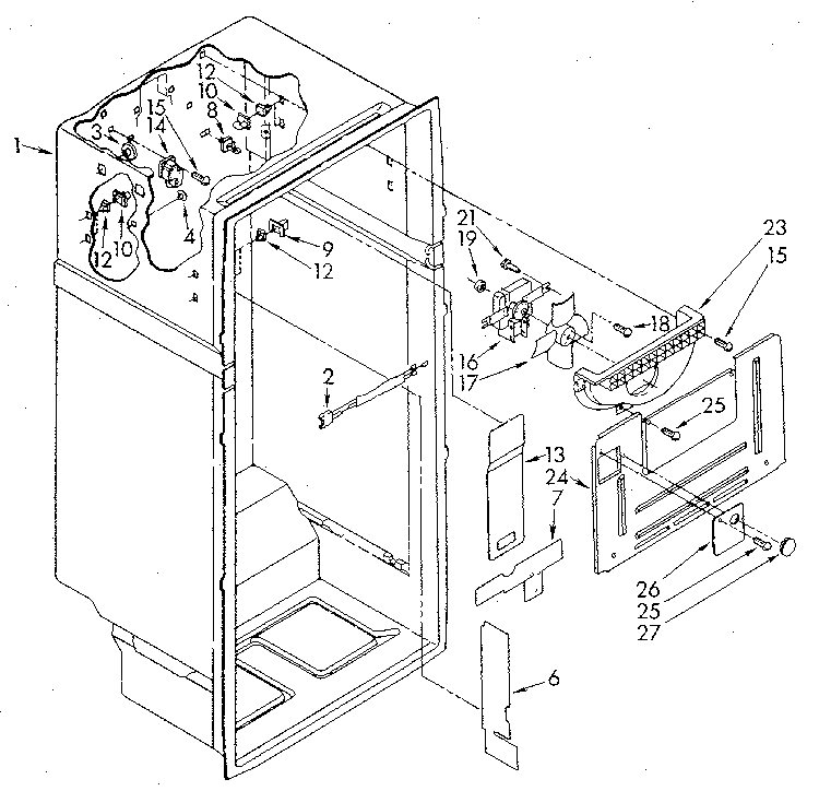 Liner Diagram and Parts List for ET18GKXSF06  Whirlpool Refrigerator