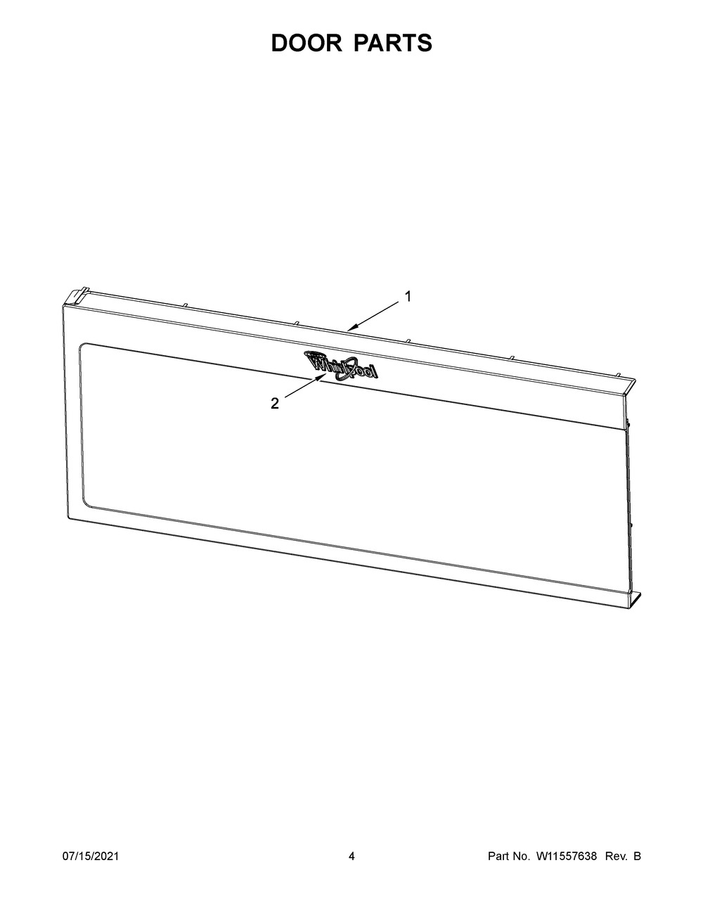 Door Parts Diagram and Parts List for YWML35011KS01  Whirlpool Microwave