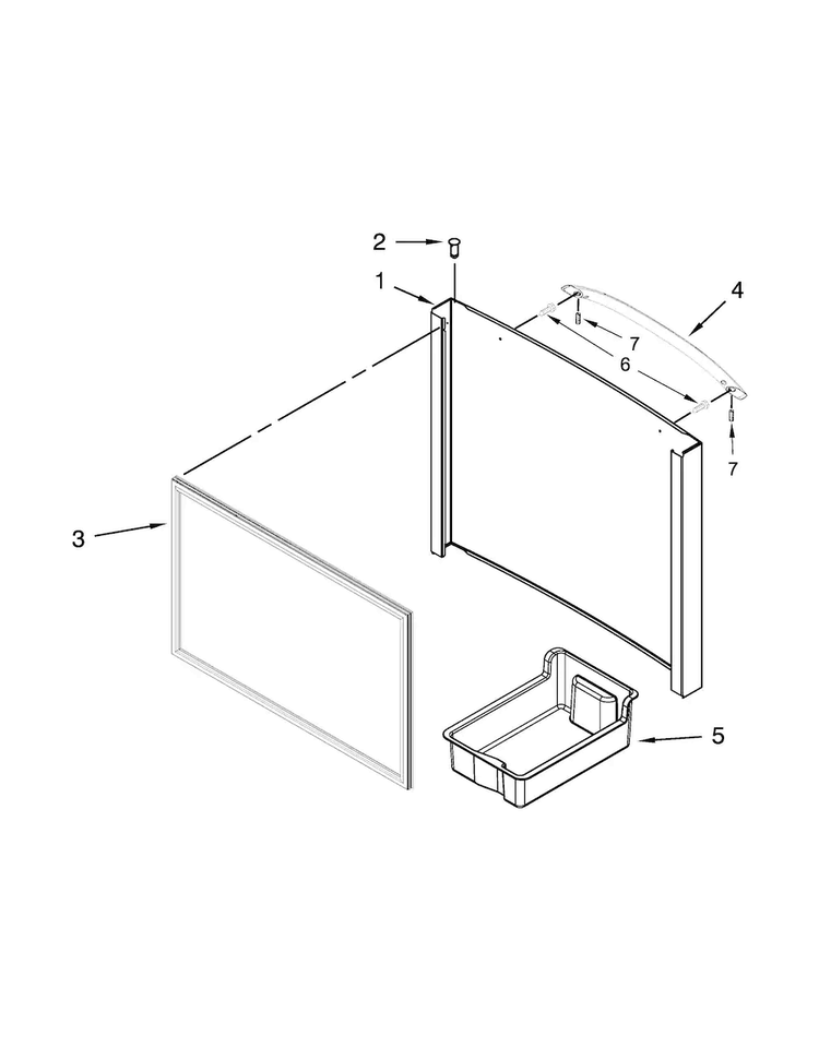Freezer Door Parts Diagram and Parts List for WRF560SMYB02  Whirlpool Refrigerator