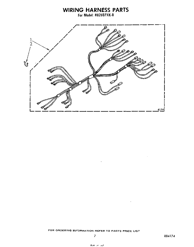 WIRING HARNESS Diagram and Parts List for RB265PXK0  Whirlpool Wall Oven