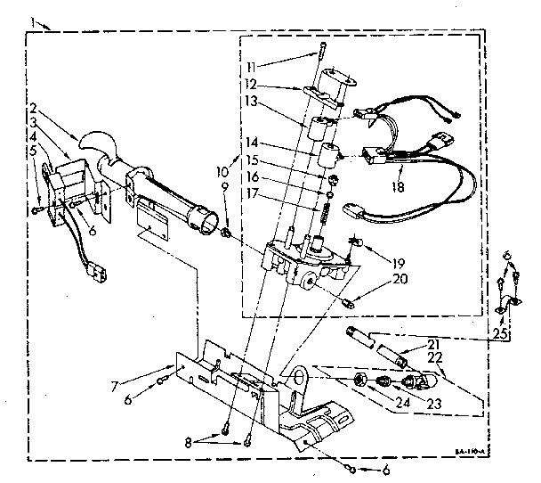 694670 Burner Assembly Diagram and Parts List for LG9701XSN0  Whirlpool Dryer