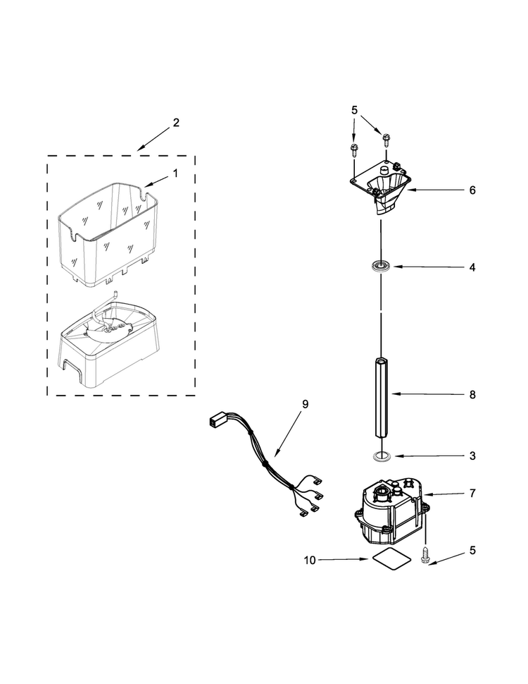 Motor And Ice Container Parts Diagram and Parts List for WRS342FIAB04  Whirlpool Refrigerator
