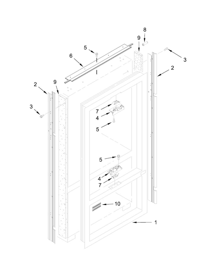 Cabinet Trim Parts Diagram and Parts List for KBFN406ESS00  KitchenAid Refrigerator