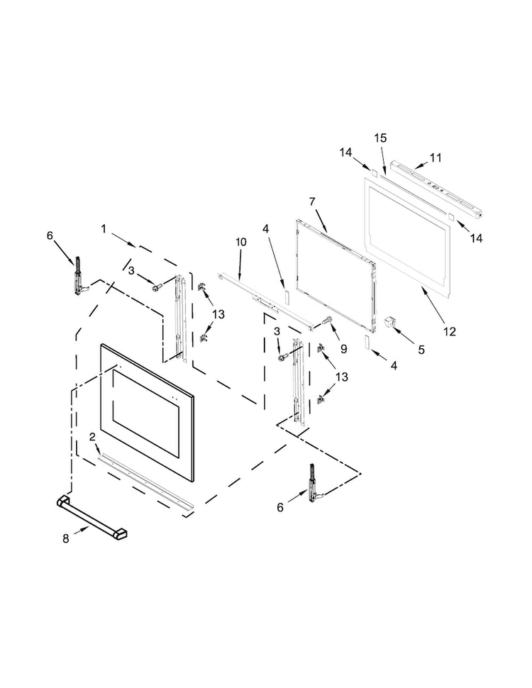 Upper Oven Door Parts Diagram and Parts List for KEBS209BSP01  KitchenAid Wall Oven