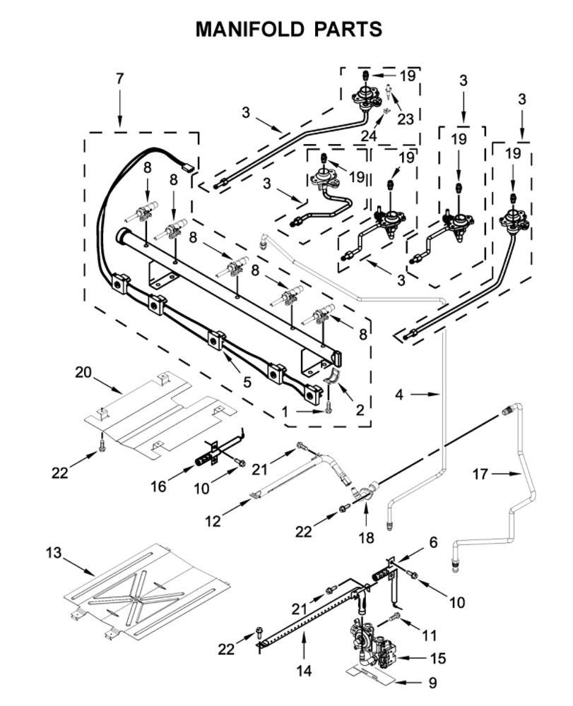 Manifold Parts Diagram and Parts List for WFG535S0JS1  Whirlpool Range