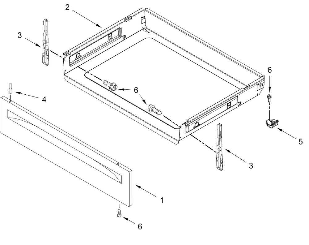 Drawer And Broiler Parts Diagram and Parts List for CREW3552RB0  Whirlpool Range