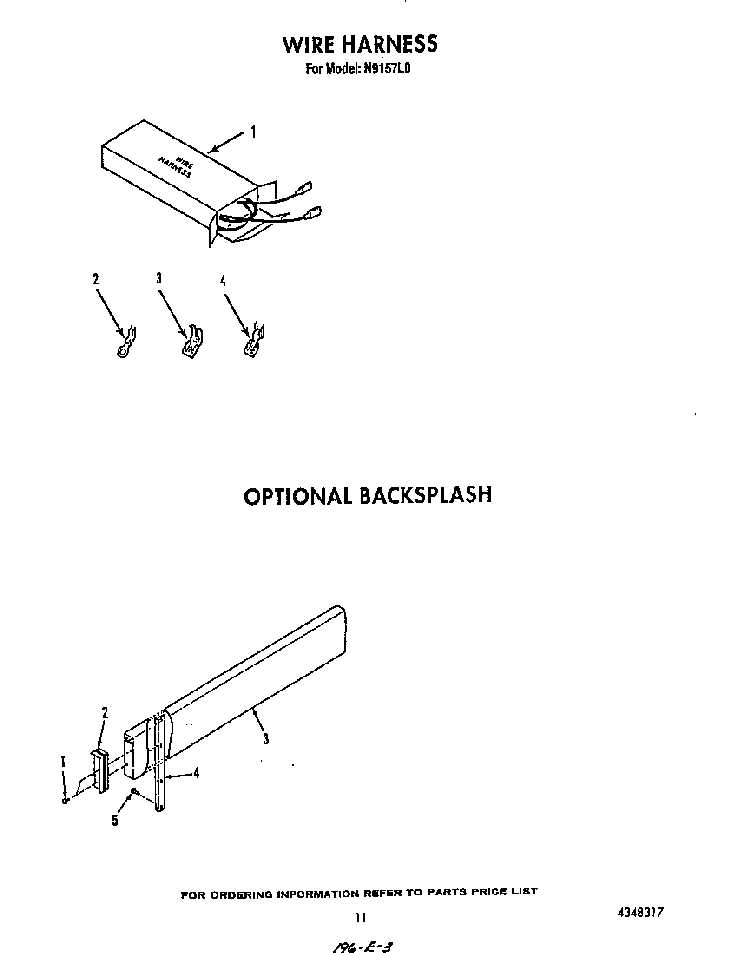 ^backsplash Diagram and Parts List for N9157*0  Roper Range