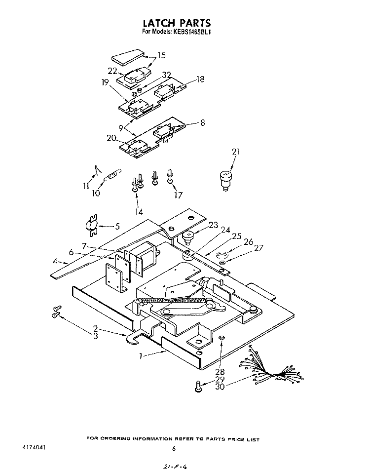 LATCH Diagram and Parts List for KEBS146SBL1  KitchenAid Wall Oven
