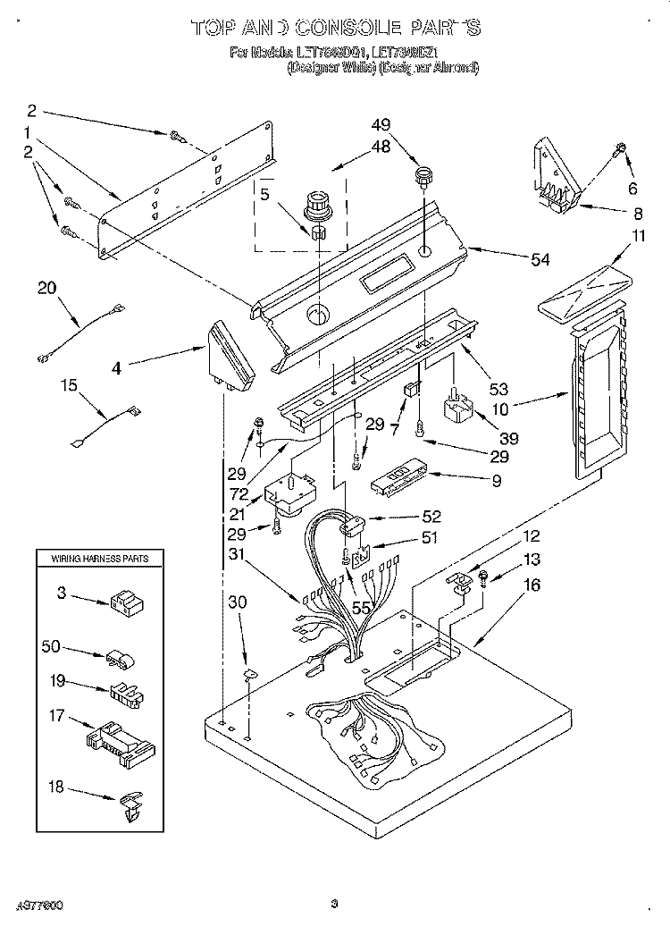 SECTION Diagram and Parts List for LET7848DZ1  Whirlpool Dryer