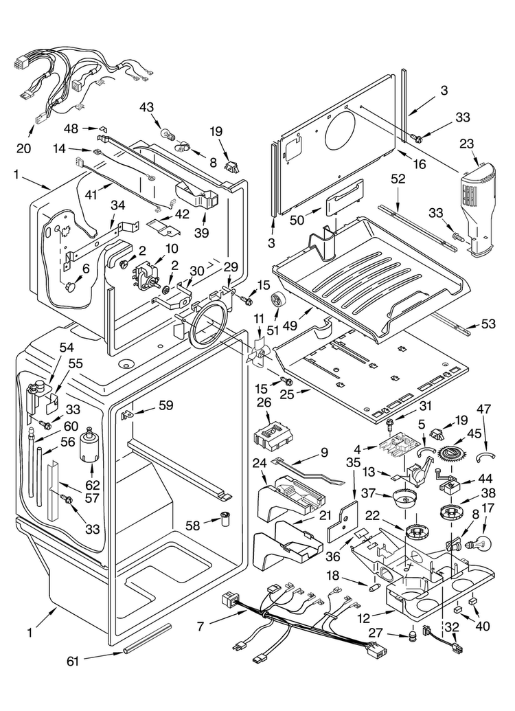 Liner Diagram and Parts List for KTRA19ELBL01  KitchenAid Refrigerator