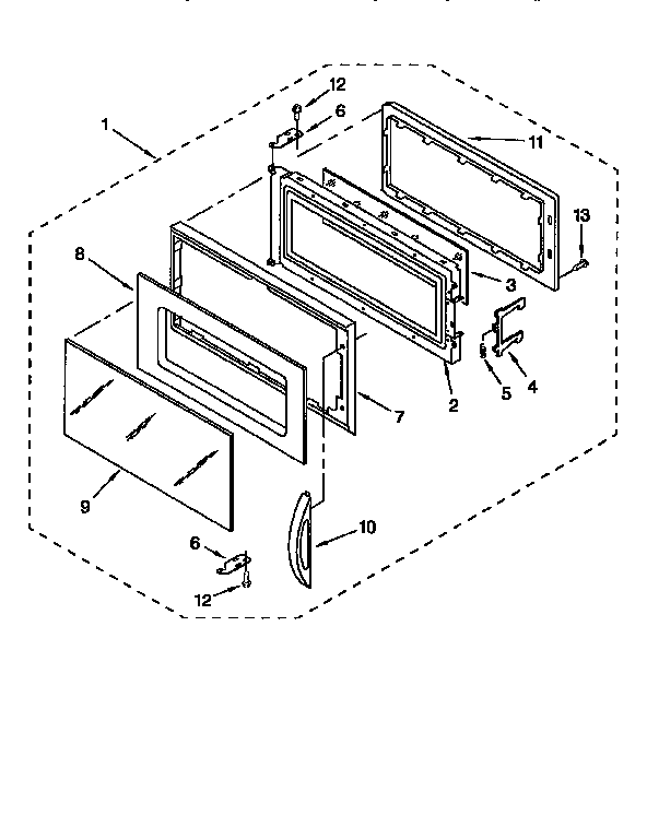 Door Diagram and Parts List for MH7110XBQ8  Whirlpool Microwave