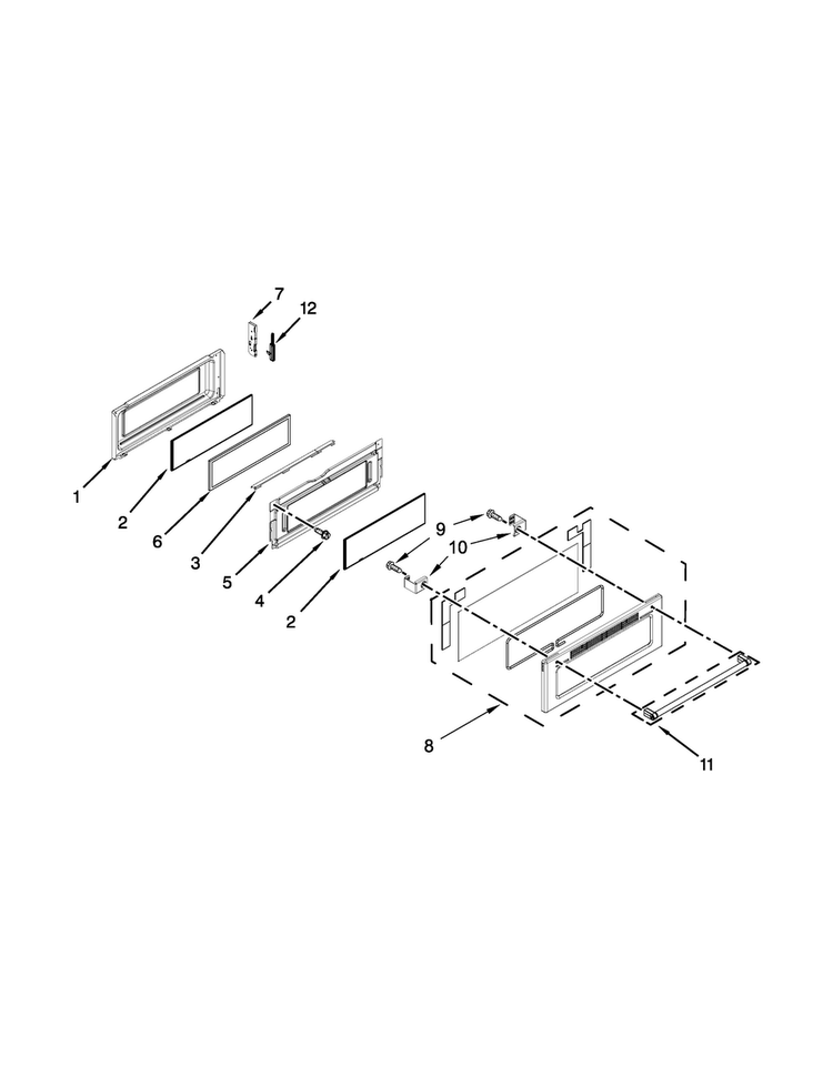 Upper Door Parts Diagram and Parts List for KFID500ESS00  KitchenAid Range