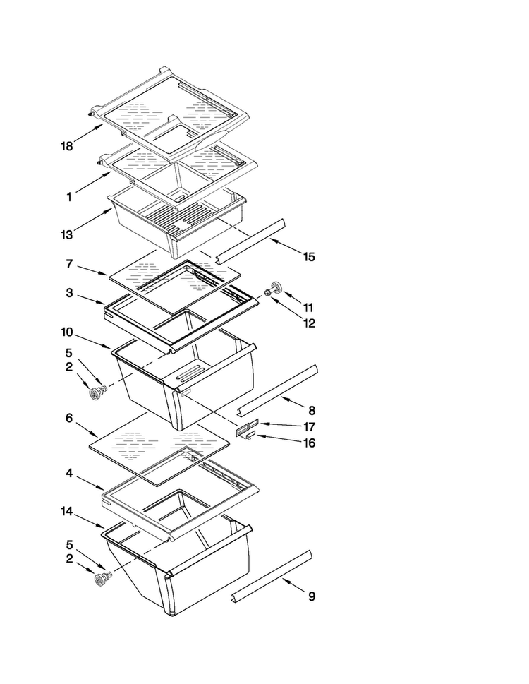 Refrigerator Shelf Parts Diagram and Parts List for 10641263804  Kenmore Refrigerator