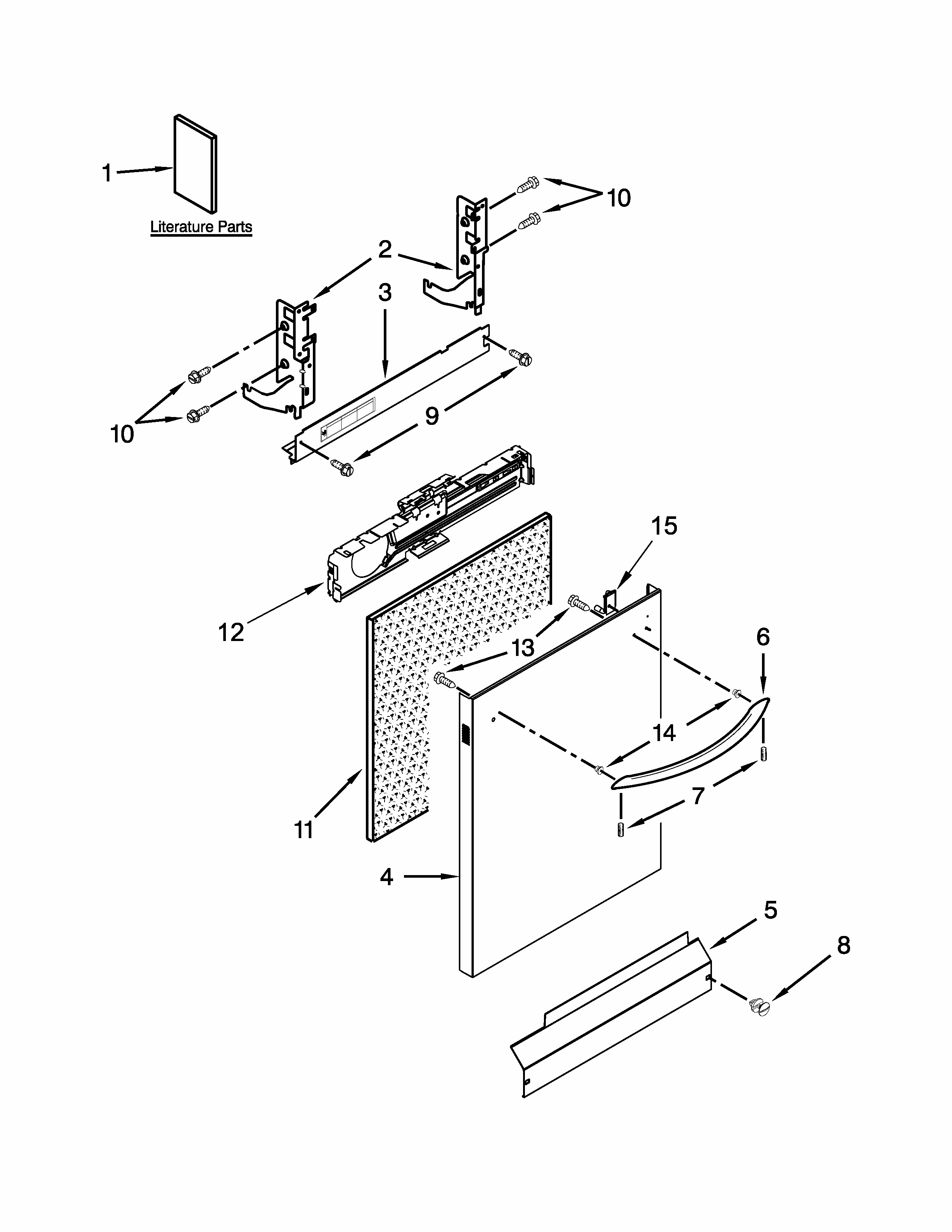 Door And Panel Parts Diagram and Parts List for 66513549N412  Kenmore Dishwasher